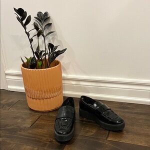 Aldo Black Patent Lug Sole Loafers